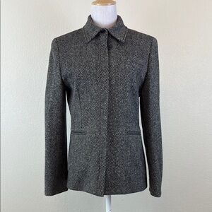 Lauren Ralph Lauren Gray 100% Wool Zip Blazer with Structured Shoulders Size 6